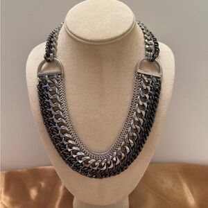 Stella & Dot Silver and Black Femme Fatale Statement Necklace